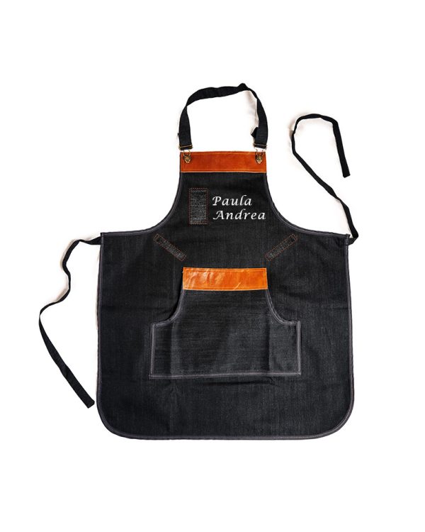 Delantal Jean Negro - Bolsillo Doble