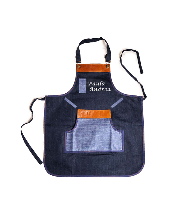 Delantal Jean - Bolsillo Doble Bicolor